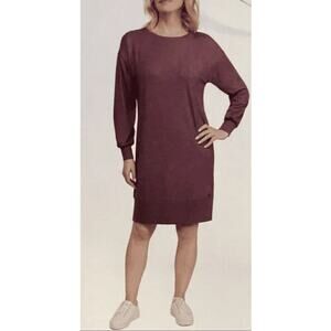 Ellen Tracy Womens WINE Round Neck Shirt Dress Sz: M Medium NWT